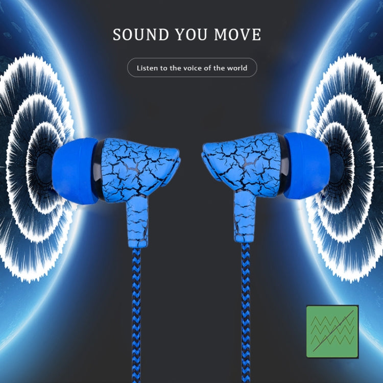 3.5mm Jack Crack Earphone Wired Headset Super Bass Sound Headphone Earbud with Mic for Mobile Phone Samsung Xiaomi MP3 4(Blue) - In Ear Wired Earphone by buy2fix | Online Shopping UK | buy2fix