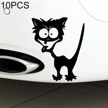 10 PCS Cat Pattern Car Styling Sticker Reflective Waterproof Vinyl Funny Car Sticker, Size: 13×11cm(Black) - Decorative Sticker by buy2fix | Online Shopping UK | buy2fix