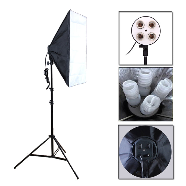 Photo Studio Softbox Kit (Four Socket Lamp Holder + 50 X 70cm Flash Lighting Softbox +2m Light Stand), EU Plug - Camera Accessories by buy2fix | Online Shopping UK | buy2fix