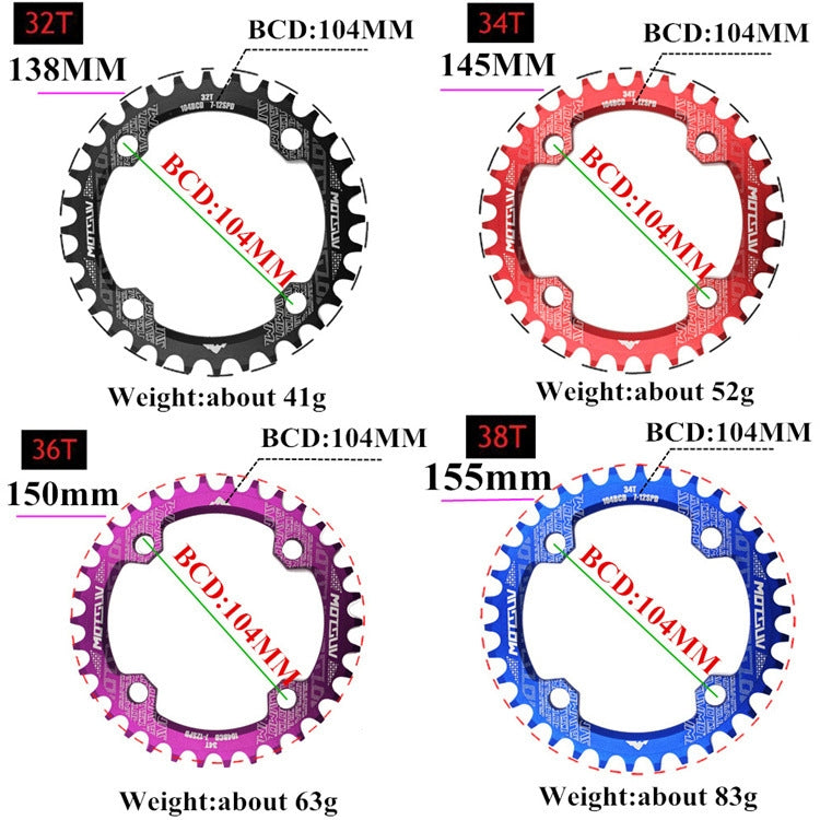 MOTSUV Narrow Wide Chainring MTB  Bicycle 104BCD Tooth Plate Parts(Blue) - Outdoor & Sports by MOTSUV | Online Shopping UK | buy2fix