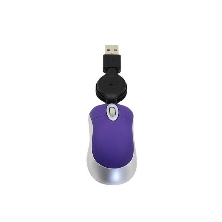 Mini Computer Mouse Retractable USB Cable Optical Ergonomic1600 DPI Portable Small Mice for Laptop(Purple) - Wired Mice by buy2fix | Online Shopping UK | buy2fix