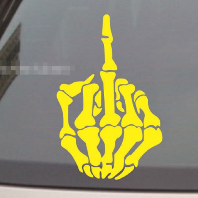 10 PCS Anti-High Beam Car Sticker Middle Finger Despise Reflective Car Sticker Bones Motorcycle Sticker(Yellow) - Decorative Sticker by buy2fix | Online Shopping UK | buy2fix