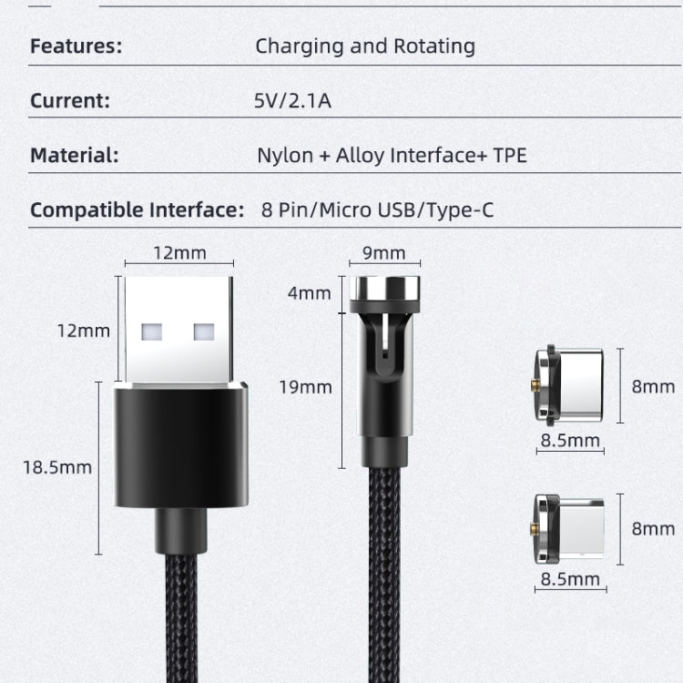 CC56 Micro USB Magnetic Interface Dust Plug Rotating Data Charging Cable, Cbale Length:2m((Red) -  by buy2fix | Online Shopping UK | buy2fix