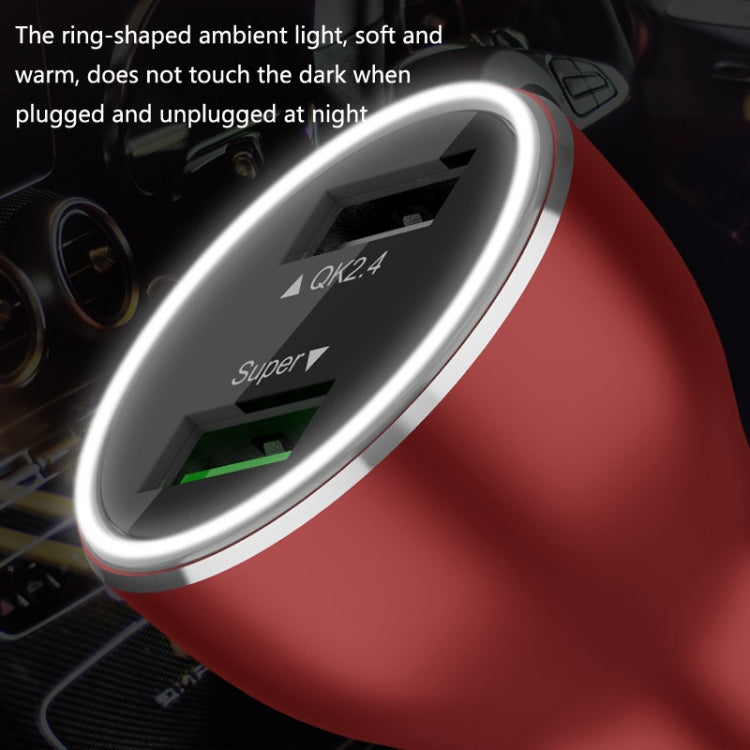 QIAKEY QK739 Dual Ports Fast Charge Car Charger(Red) - Car Charger by QIAKEY | Online Shopping UK | buy2fix