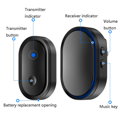 CACAZI A99 Home Smart Remote Control Doorbell Elderly Pager, Style:EU Plug(Golden) - Wireless Doorbell by CACAZI | Online Shopping UK | buy2fix