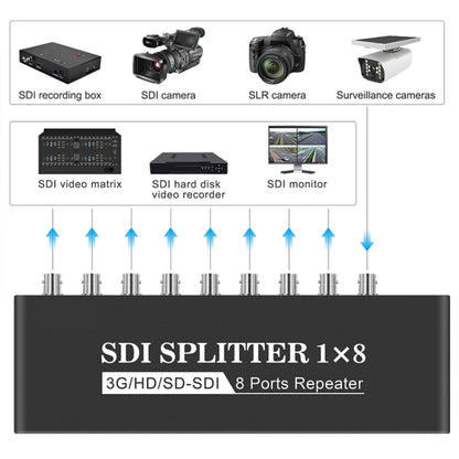 1 In 8 Out SD-SDI / HD-SDI / 3G-SDI Distribution Amplifier Video SDI Splitter(US Plug) -  by buy2fix | Online Shopping UK | buy2fix