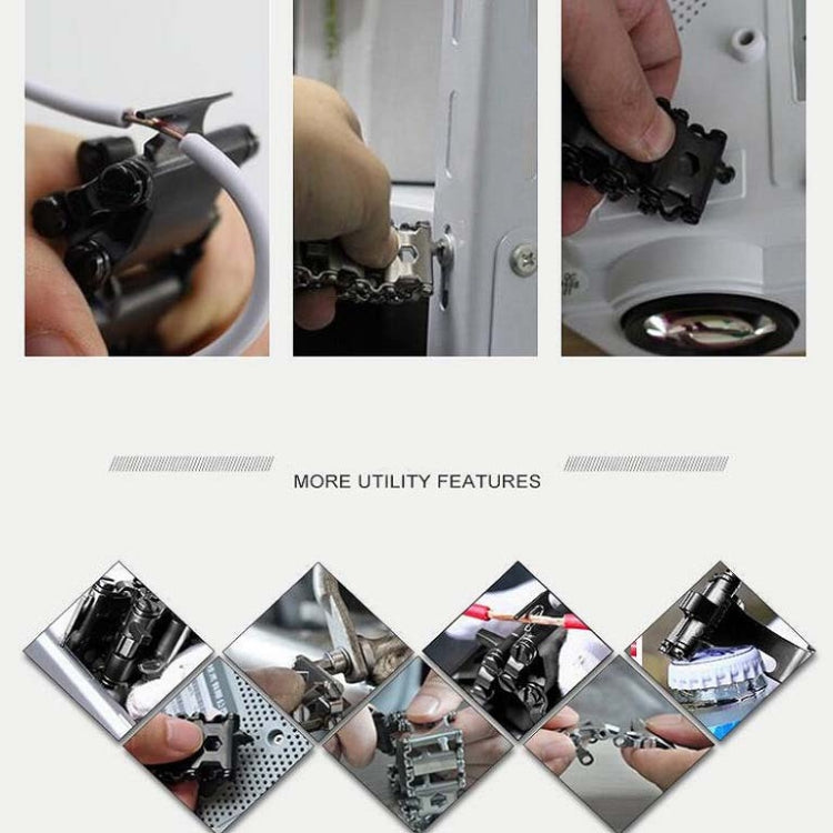 Multifunctional Stainless Steel Outdoor Survive Tool Bracelet for Men(Wide Black) - Emergency Tools by buy2fix | Online Shopping UK | buy2fix