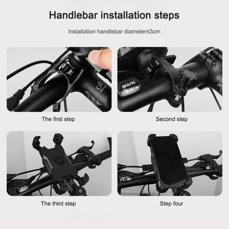 Electric Bicycle Mobile Phone Holder Can Be Rotated 360-degree Mobile Phone Holder Four-way Adjustment Bracket for Motorcycle, Style:Rearview Mirrors(Black) - Holders by buy2fix | Online Shopping UK | buy2fix