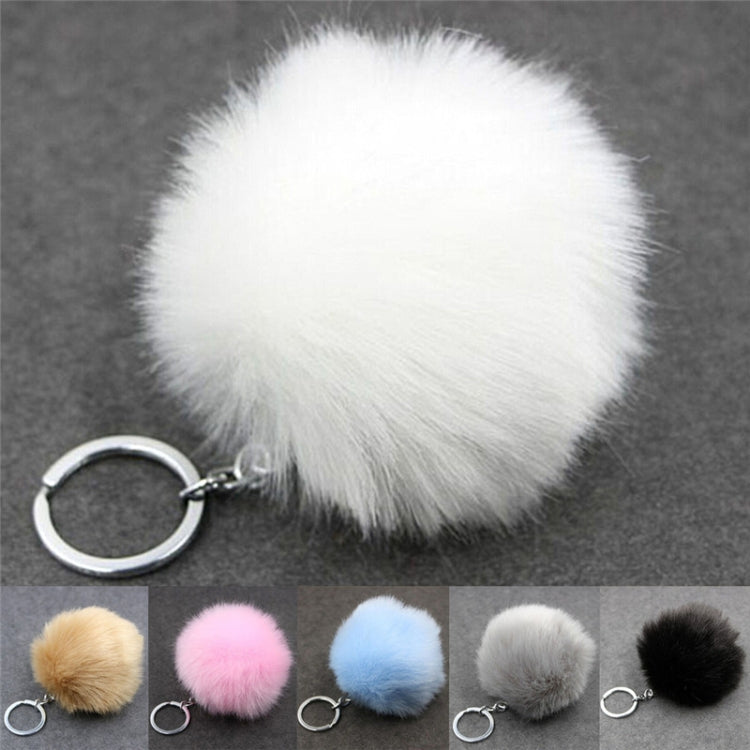 Simple Key Chain Fur Ball Pompon Keychain Pompom Artificial Rabbit Fur Animal Keychains for Woman Car Bag Key Rings(light gray) - Key Rings by KOOROL | Online Shopping UK | buy2fix