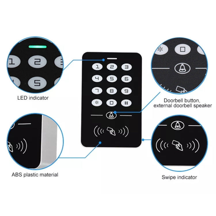 Simple IDIC Card Access Control All-in-one Machine Key Touch Access Control Controller Induction Card  Password, Style:A1-Physical Buttons - Security by buy2fix | Online Shopping UK | buy2fix