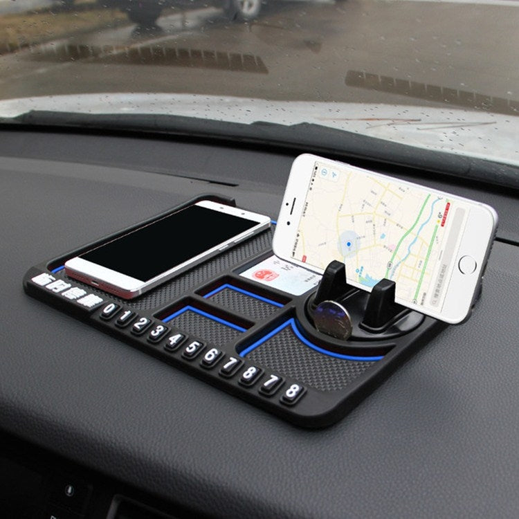 Car Interior Car Multifunctional Instrument Panel Storage Pad Car Phone Bracket Anti-slip Pad With Stop, Style:Rotating Blue Circle - Car Holders by buy2fix | Online Shopping UK | buy2fix