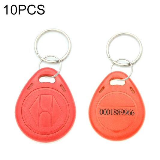 10 PCS 125KHz TK/EM4100 Proximity ID Card Chip Keychain Key Ring(Red) - Security by buy2fix | Online Shopping UK | buy2fix