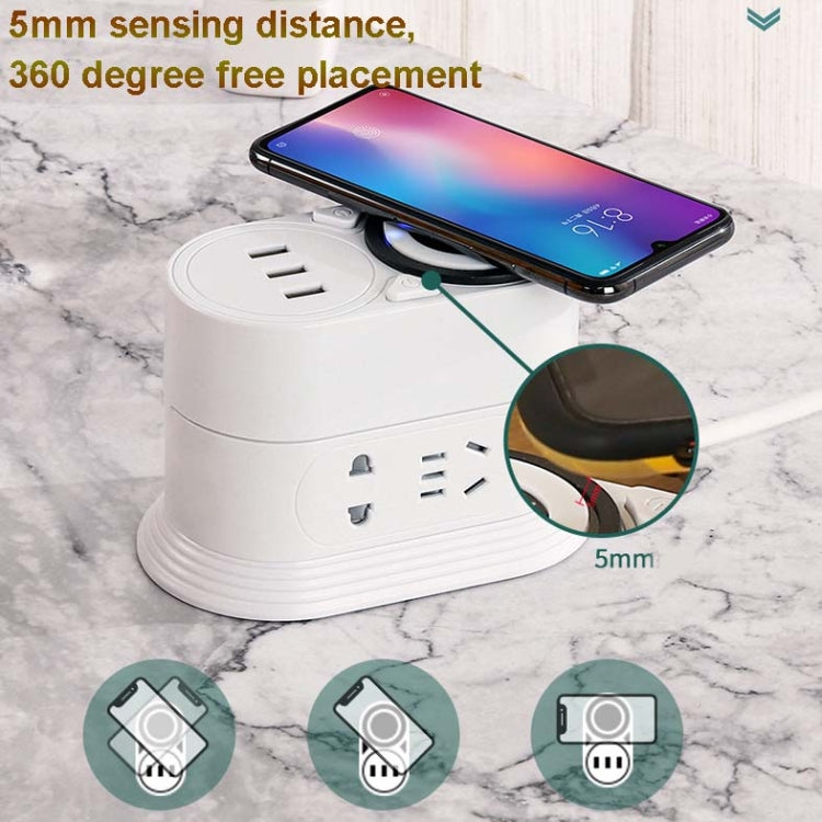 Mobile Phone Wireless Charging Socket Creative Smart USB Power Strip Multi-Function Desktop Vertical Power Strip, CN Plug, Specification: 5 Meters, Style:3 Layer(Black) - Consumer Electronics by buy2fix | Online Shopping UK | buy2fix
