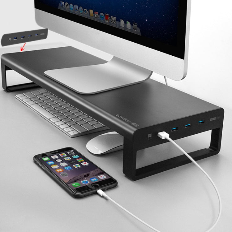 Vaydeer Metal Display Increase Rack Multifunctional Usb Wireless Laptop Screen Stand, Style:L-Top Configuration-Black(2xSplitter+8xUSB3.0) - Computer & Networking by Vaydeer | Online Shopping UK | buy2fix