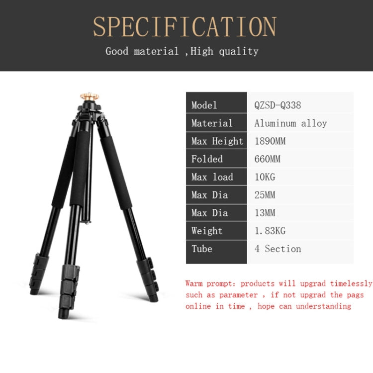 Q338 4-Section Folding Legs Live Broadcast Aluminum Alloy Tripod Mount With Three-dimensional Head - Camera Accessories by buy2fix | Online Shopping UK | buy2fix