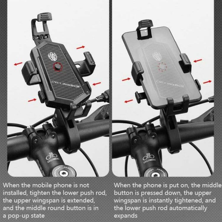 Bicycle Mobile Phone Holder Can Rotate And Adjust Fixed Aluminum Alloy Bracket Automatic Grab Bracket, Style:Rearview Mirror Installation(Silver) - Holders by buy2fix | Online Shopping UK | buy2fix