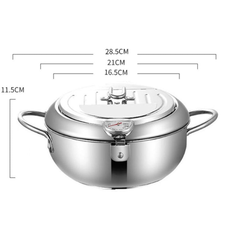 201 Stainless Steel Fryer Pot Household Temperature-controlled Multifunctional Thickening Pot, Size:20cm - Home & Garden by buy2fix | Online Shopping UK | buy2fix