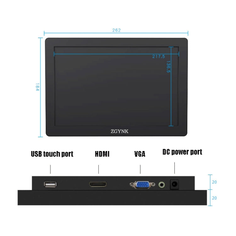 ZGYNK KQ101 HD Embedded Display Industrial Screen, Size: 10 inch, Style:Resistive - LCD Monitors by ZGYNK | Online Shopping UK | buy2fix