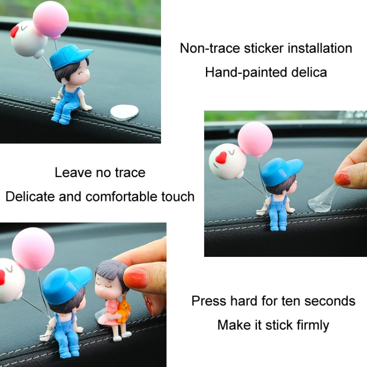 In Car Ornament Lovely Kissing Couple Doll, Colour:Gray Couple Balloon+Spring Balloon - In Car by buy2fix | Online Shopping UK | buy2fix