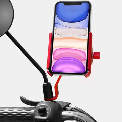 CYCLINGBOX Aluminum Alloy Mobile Phone Holder Bicycle Riding Takeaway Rotatable Metal Mobile Phone Bracket, Style:Rearview Mirror Installation(Red) - Holders by CYCLINGBOX | Online Shopping UK | buy2fix