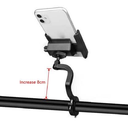CYCLINGBOX Aluminum Alloy Mobile Phone Holder Bicycle Riding Takeaway Rotatable Metal Mobile Phone Bracket, Style:Heightened Handlebar Installation(Titanium) - Holders by CYCLINGBOX | Online Shopping UK | buy2fix