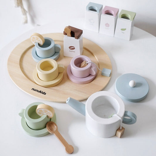 NUNUKIDS Wooden Cake Toy Afternoon Tea Children Pretend Play Toys Tea Set - Pretend Play Toys by buy2fix | Online Shopping UK | buy2fix