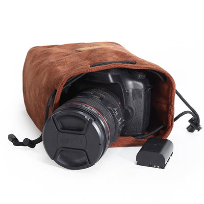 S.C.COTTON Liner Shockproof Digital Protection Portable SLR Lens Bag Micro Single Camera Bag Square Brown M - Camera Accessories by S.C.COTTON | Online Shopping UK | buy2fix