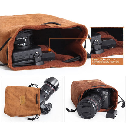 S.C.COTTON Liner Shockproof Digital Protection Portable SLR Lens Bag Micro Single Camera Bag Round Khaki S - Camera Accessories by S.C.COTTON | Online Shopping UK | buy2fix