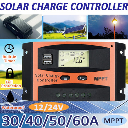 MPPT 12V/24V Automatic Identification Solar Controller With USB Output, Model: 60A - Consumer Electronics by buy2fix | Online Shopping UK | buy2fix