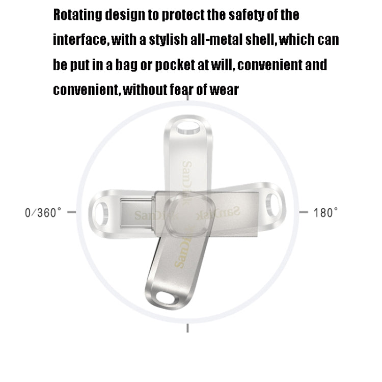 SanDisk Type-C + USB 3.1 Interface OTG High Speed Computer Phone U Disk, Colour: SDDDC4 Silver Metal Shell, Capacity: 32GB - USB Flash Drives by SanDisk | Online Shopping UK | buy2fix