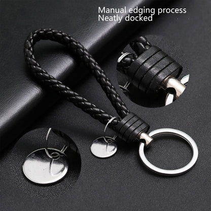 100 PCS Woven Leather Cord Keychain Car Pendant Leather Key Ring Baotou With Small Round Piece(White) - Key Rings by buy2fix | Online Shopping UK | buy2fix