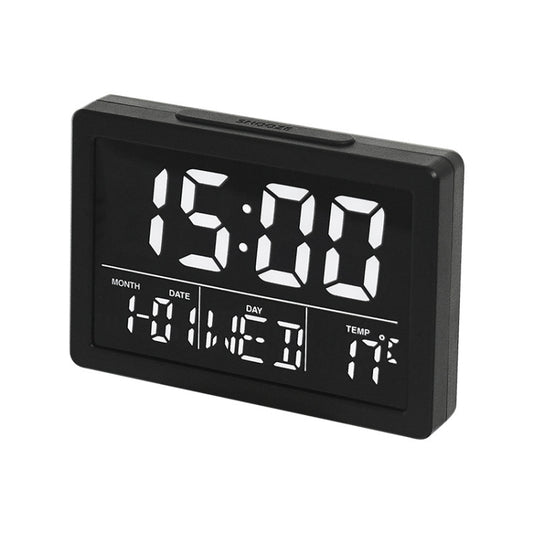 Large Screen LED Clock Bedside Multifunctional Electronic Alarm Clock(Black Shell White Light) - Home & Garden by buy2fix | Online Shopping UK | buy2fix