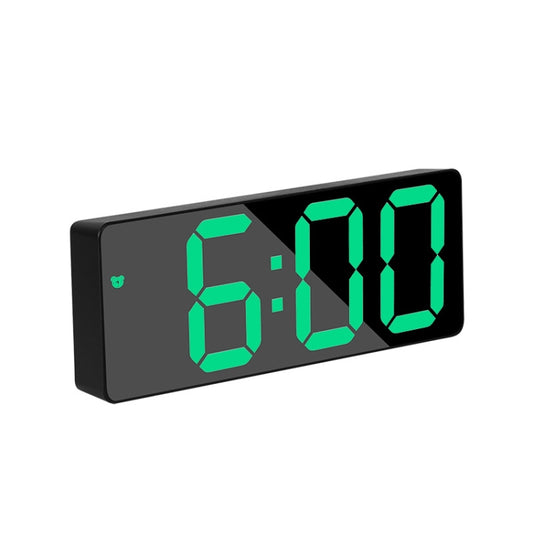 Mirror Bedside Alarm Clock Battery Plug-In Dual-Purpose LED Clock, Colour: Rectangle Black Shell (Black Surface green light) - Home & Garden by buy2fix | Online Shopping UK | buy2fix