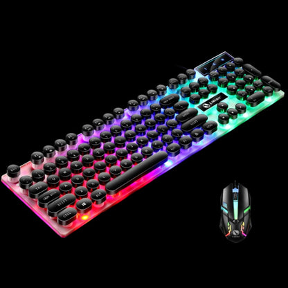 LIMEIDE GTX300 104 Keys Retro Round Key Cap USB Wired Mouse Keyboard, Cable Length: 1.4m, Colour: Punk Set Black - Wired Keyboard by LIMEIDE | Online Shopping UK | buy2fix