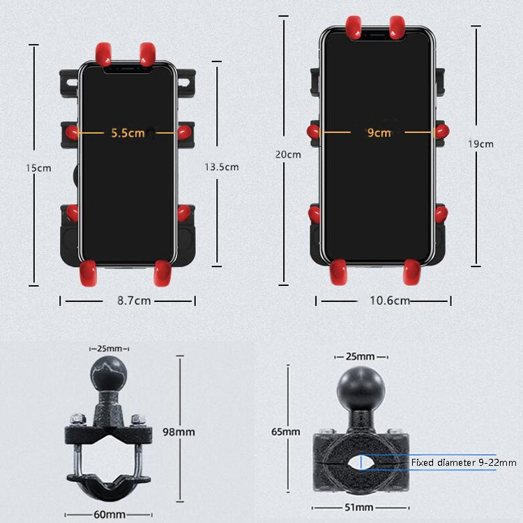 Motorcycle Metal Navigation Mobile Phone Bracket,Style: Thin Tube Fixation (Anti-theft) - Holder by buy2fix | Online Shopping UK | buy2fix