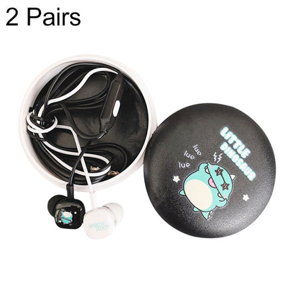 2 Pairs Cartoon Pattern Heavy Bass In-Ear Headphones Universal Wired Headphones with Microphone(Black) - In Ear Wired Earphone by buy2fix | Online Shopping UK | buy2fix