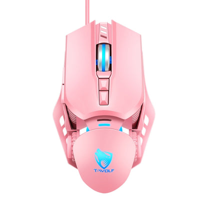 T-WOLF G530 USB Interface 7-Buttons 6400 DPI Wired Mouse Mechanical Gaming Macro Definition 4-Color Breathing Light Gaming Mouse, Cable Length: 1.5m( Pink) - Wired Mice by T-WOLF | Online Shopping UK | buy2fix
