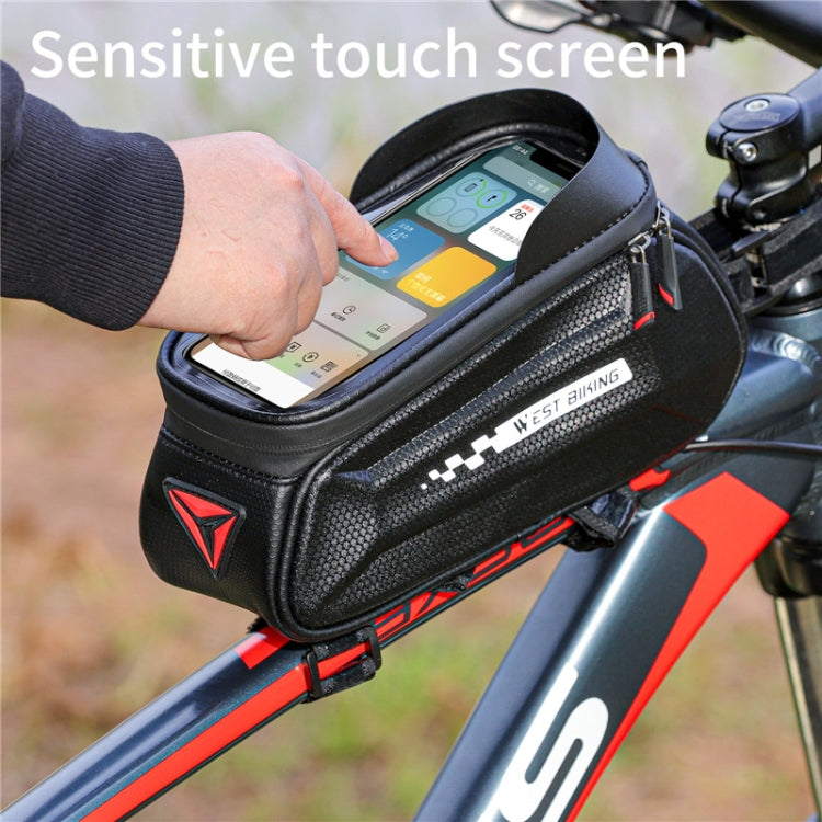 WEST BIKING 7 Inch Bike Top Tube Front Hard Shell Bag Touch Screen Waterproof Riding Gear Bag(Black) - Bicycle Bags by WEST BIKING | Online Shopping UK | buy2fix
