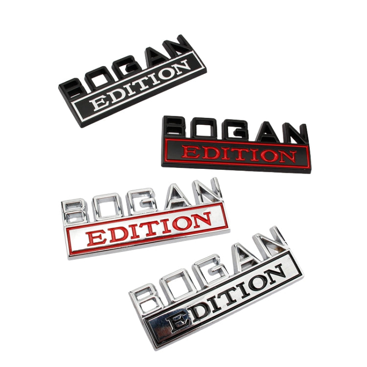 2 PCS Modified Side Door Metal Car Stickers Bogan Edition Label Leaf Board Nameplate Label(Silver Black) - Decorative Sticker by buy2fix | Online Shopping UK | buy2fix