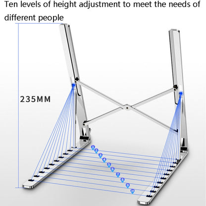 Oatsbasf V01 Portable Metal Laptop Cooling Bracket Aluminum Alloy Folding Adjustable Lifting Stand(Silver) - Computer & Networking by Oatsbasf | Online Shopping UK | buy2fix