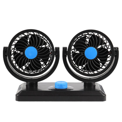 Car Fan Portable Mini Adjustable Car Double-Headed Electric Fan, Colour: Blue 12V Cigarette Lighter - Heating & Fans by buy2fix | Online Shopping UK | buy2fix