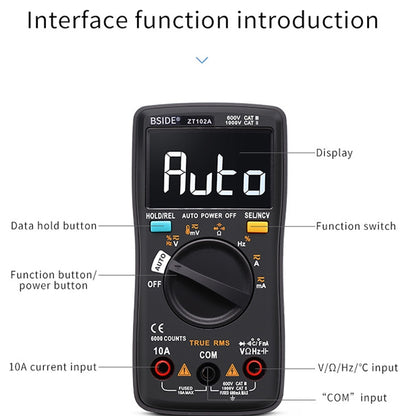 BSIDE ZT102A LCD Display 6000 Words AUTO Intelligent Gear Automatic Range Digital Multimeter - Digital Multimeter by BSIDE | Online Shopping UK | buy2fix