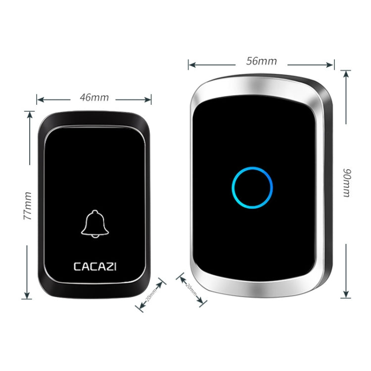 CACAZI A50 1 For 1 Wireless Music Doorbell without Battery, Plug:US Plug(Black) - Wireless Doorbell by CACAZI | Online Shopping UK | buy2fix