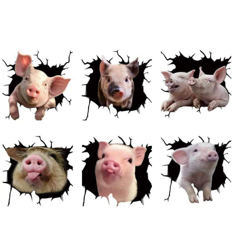 6 PCS Animal Wall Stickers Pig Hoisting Car Window Static Stickers(Pig 03) - In Car by buy2fix | Online Shopping UK | buy2fix