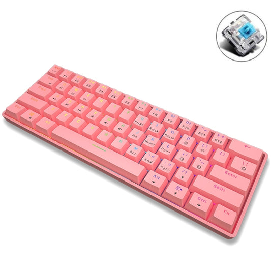 LEAVEN K28 61 Keys Gaming Office Computer RGB Wireless Bluetooth + Wired Dual Mode Mechanical Keyboard, Cabel Length:1.5m, Colour: Green Axis (Pink) - Wireless Keyboard by LEAVEN | Online Shopping UK | buy2fix