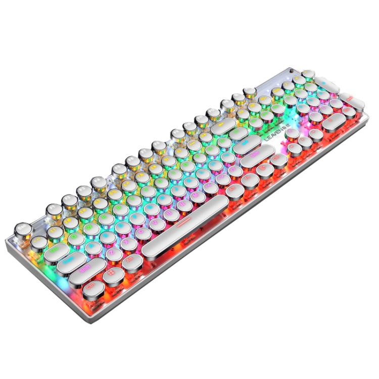 104 Keys Green Shaft RGB Luminous Keyboard Computer Game USB Wired Metal Mechanical Keyboard, Cabel Length:1.5m, Style: Punk Word Through Version (White) - Wired Keyboard by buy2fix | Online Shopping UK | buy2fix