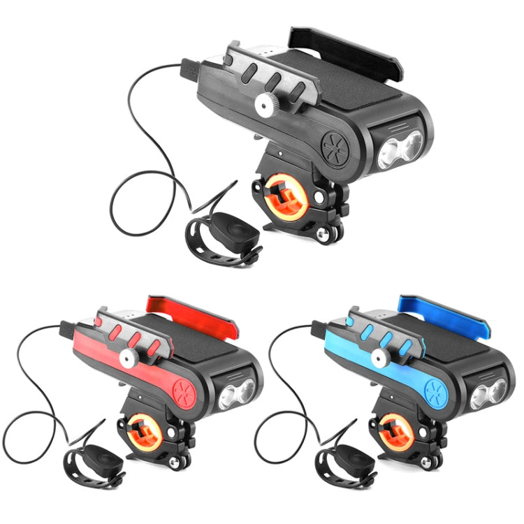 BG-2021 Bicycle Front Light 4 In 1 Mobile Phone Holder Horn Light Mountain Bike Front Light, Colour: 4000 MAH Red - Headlights by buy2fix | Online Shopping UK | buy2fix