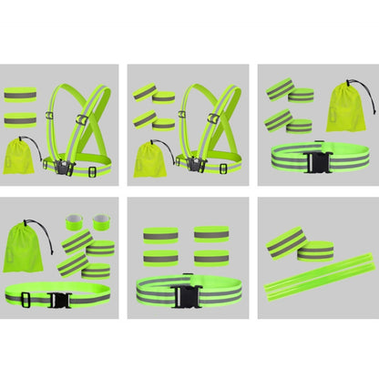 Reflective Elastic Band Suit Night Running Construction Site Traffic Safety Reflective Equipment,Style: 1 Strap+2 Arm Strap+Storage Bag - Workplace Safety Supplies by buy2fix | Online Shopping UK | buy2fix