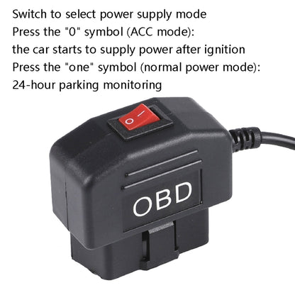H508 OBD Car Charger Driving Recorder Power Cord 12/24V To 5V With Switch Low Pressure Protection Line, Specification: Micro Right Elbow - In Car by buy2fix | Online Shopping UK | buy2fix