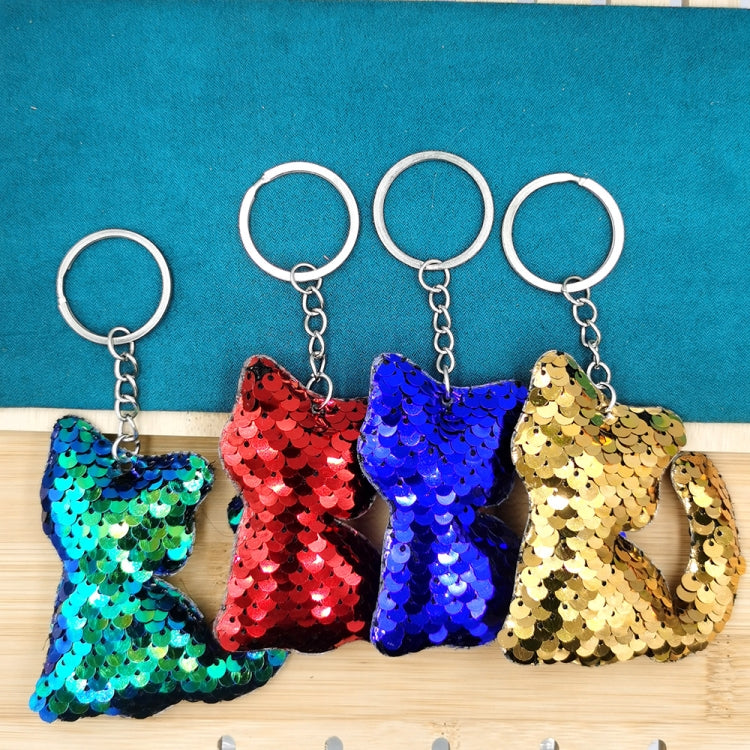 10 PCS PET Sequins Reflective Cat Keychain Bag Car Pendant, Colour: Red - In Car by buy2fix | Online Shopping UK | buy2fix